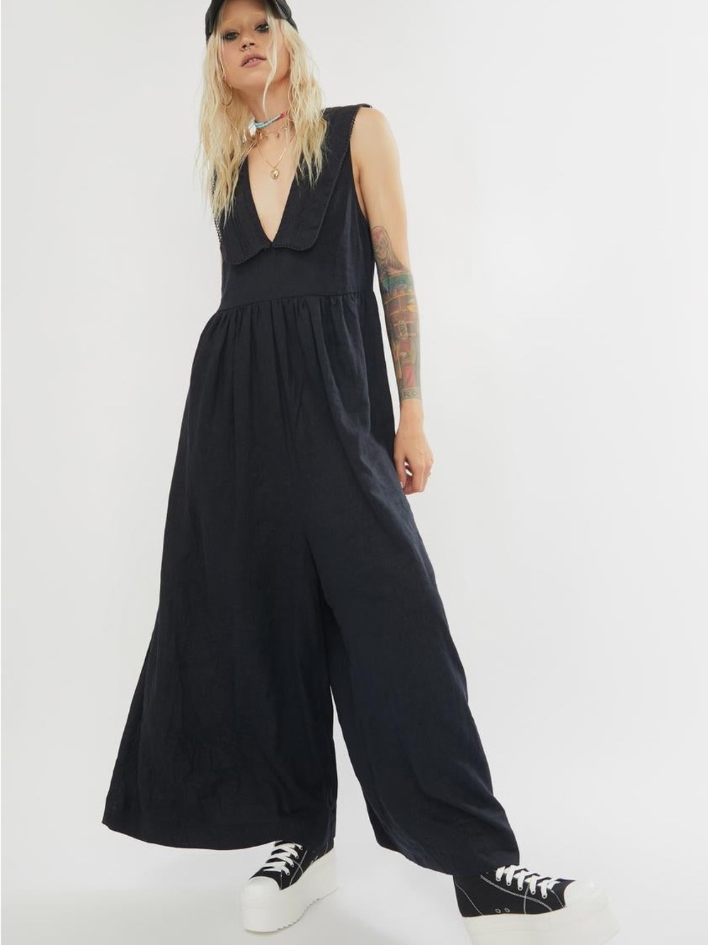 Free People Big Love Black Jumpsuit Size Small